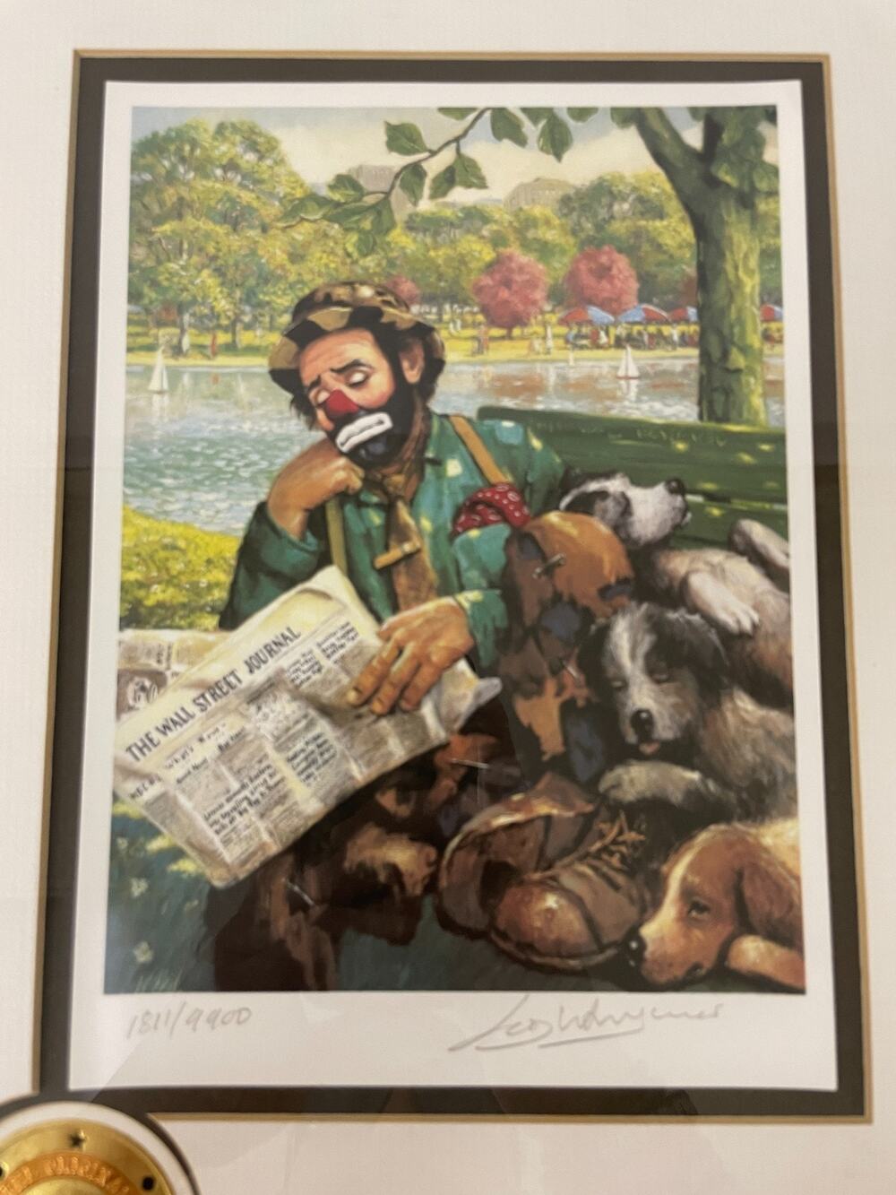 Sunday In The Park Emmett Kelly Signed Lithograph #1811/9900 Sad Clown Circus